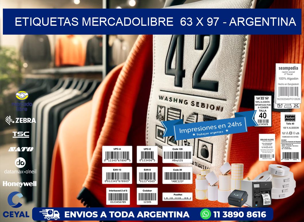 ETIQUETAS MERCADOLIBRE  63 x 97 - ARGENTINA