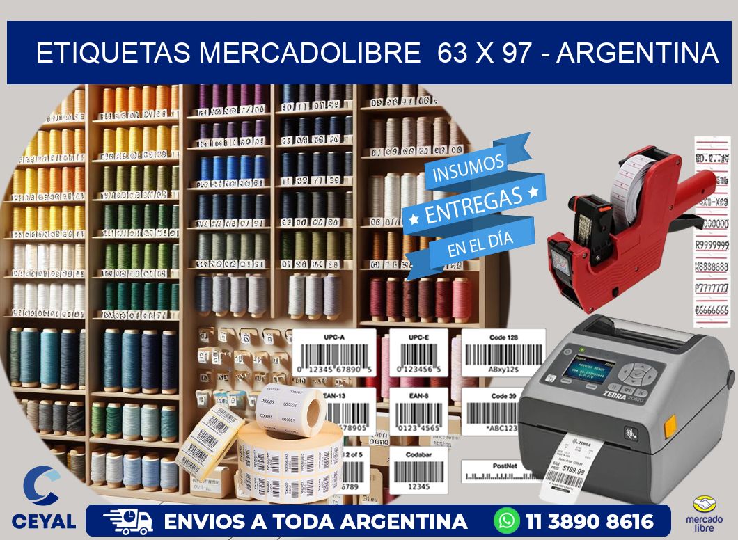 ETIQUETAS MERCADOLIBRE  63 x 97 - ARGENTINA