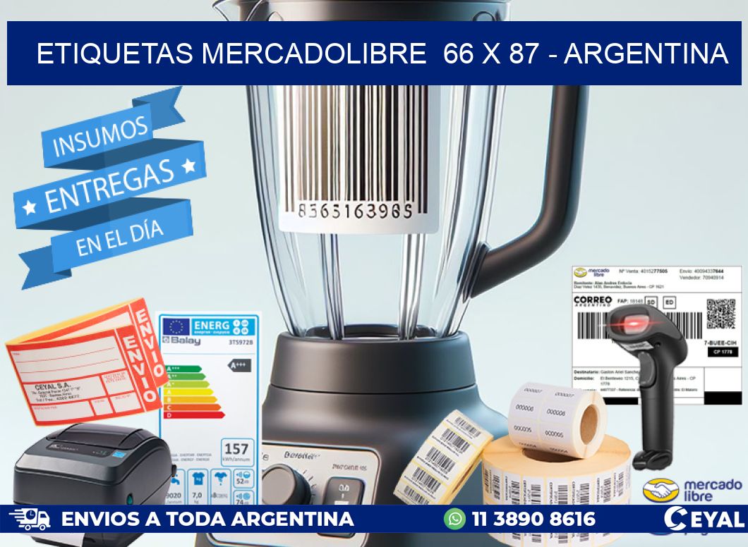 ETIQUETAS MERCADOLIBRE  66 x 87 - ARGENTINA