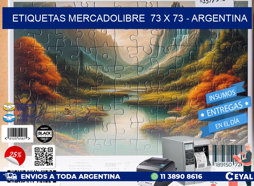 ETIQUETAS MERCADOLIBRE  73 x 73 - ARGENTINA