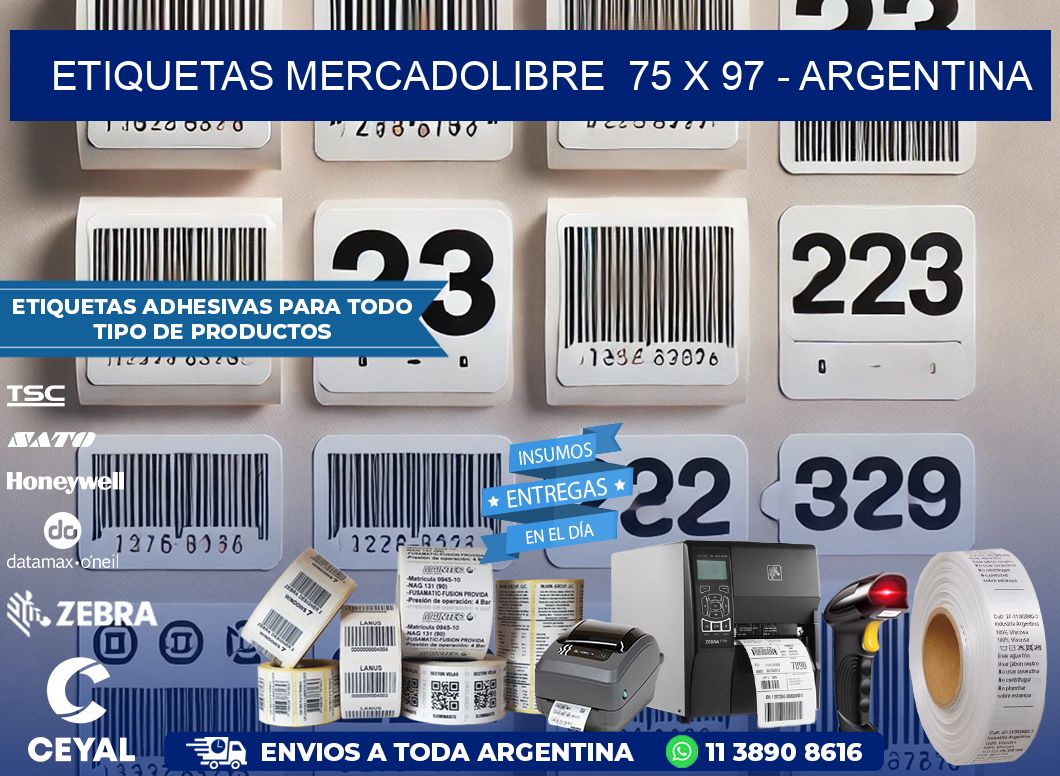 ETIQUETAS MERCADOLIBRE  75 x 97 - ARGENTINA