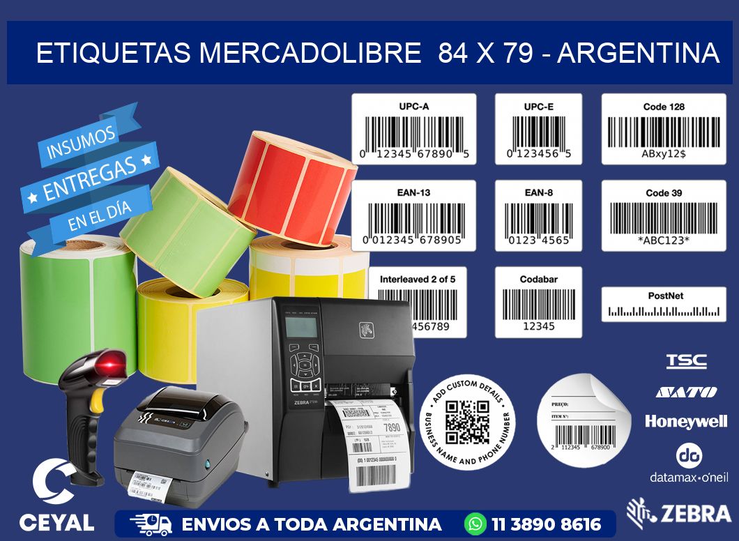 ETIQUETAS MERCADOLIBRE  84 x 79 - ARGENTINA