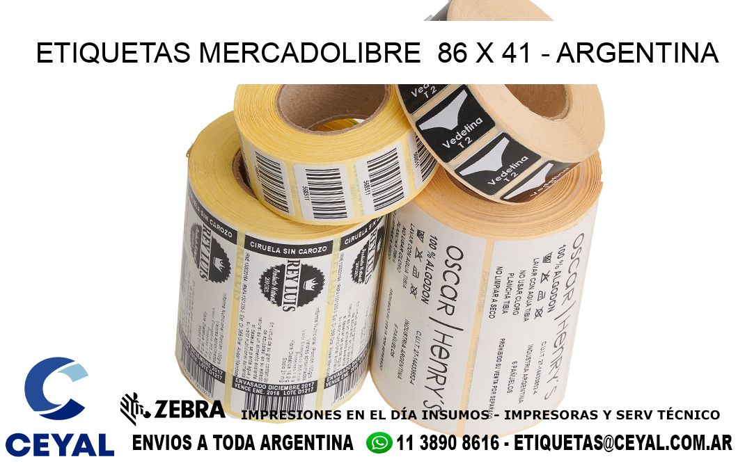 ETIQUETAS MERCADOLIBRE  86 x 41 - ARGENTINA