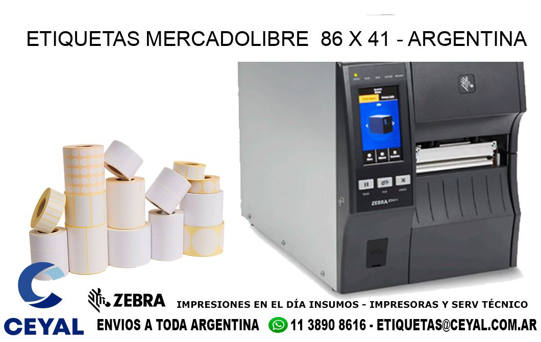 ETIQUETAS MERCADOLIBRE  86 x 41 - ARGENTINA