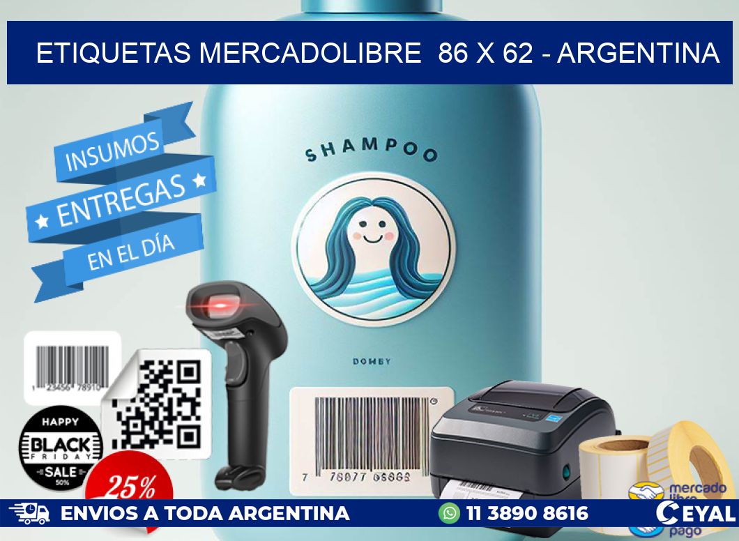 ETIQUETAS MERCADOLIBRE  86 x 62 - ARGENTINA