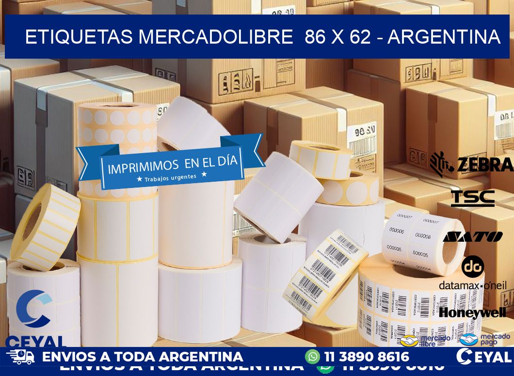 ETIQUETAS MERCADOLIBRE  86 x 62 - ARGENTINA