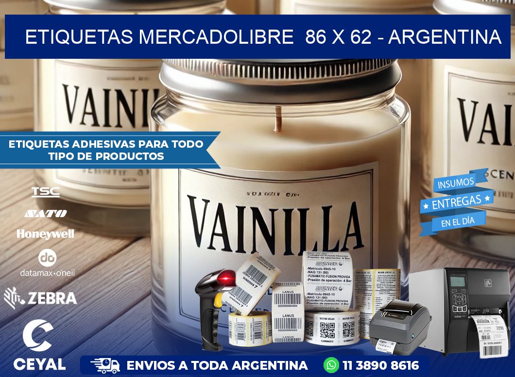 ETIQUETAS MERCADOLIBRE  86 x 62 - ARGENTINA