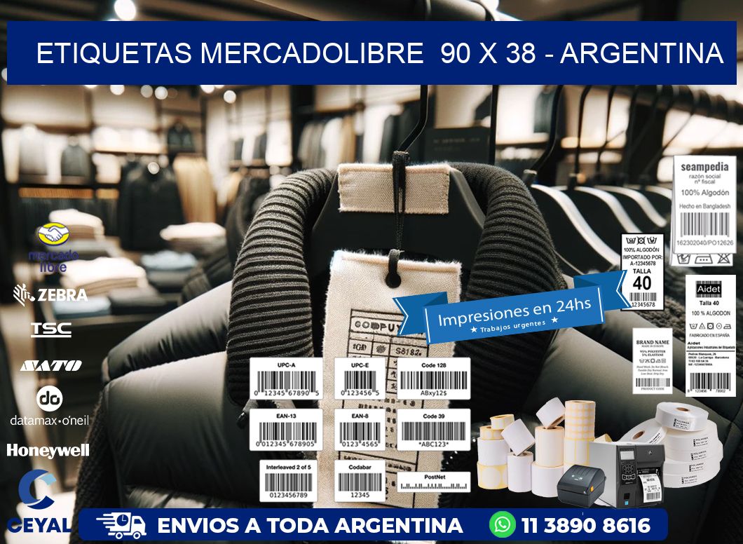 ETIQUETAS MERCADOLIBRE  90 x 38 - ARGENTINA