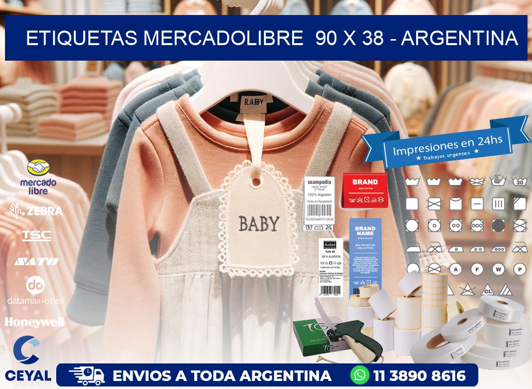 ETIQUETAS MERCADOLIBRE  90 x 38 - ARGENTINA