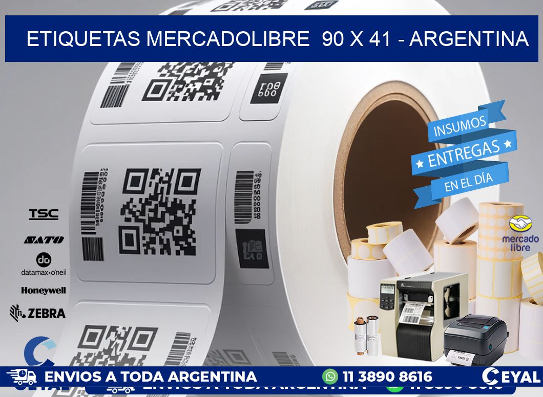 ETIQUETAS MERCADOLIBRE  90 x 41 - ARGENTINA