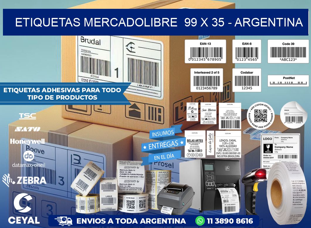 ETIQUETAS MERCADOLIBRE  99 x 35 - ARGENTINA