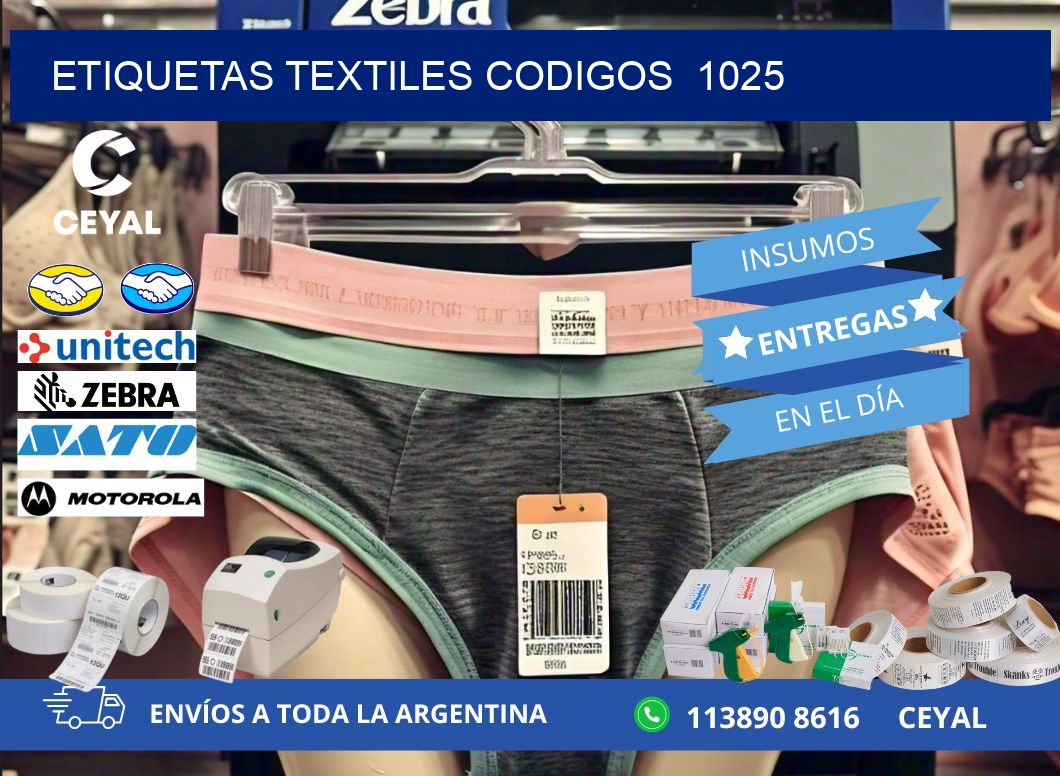 ETIQUETAS TEXTILES CODIGOS  1025