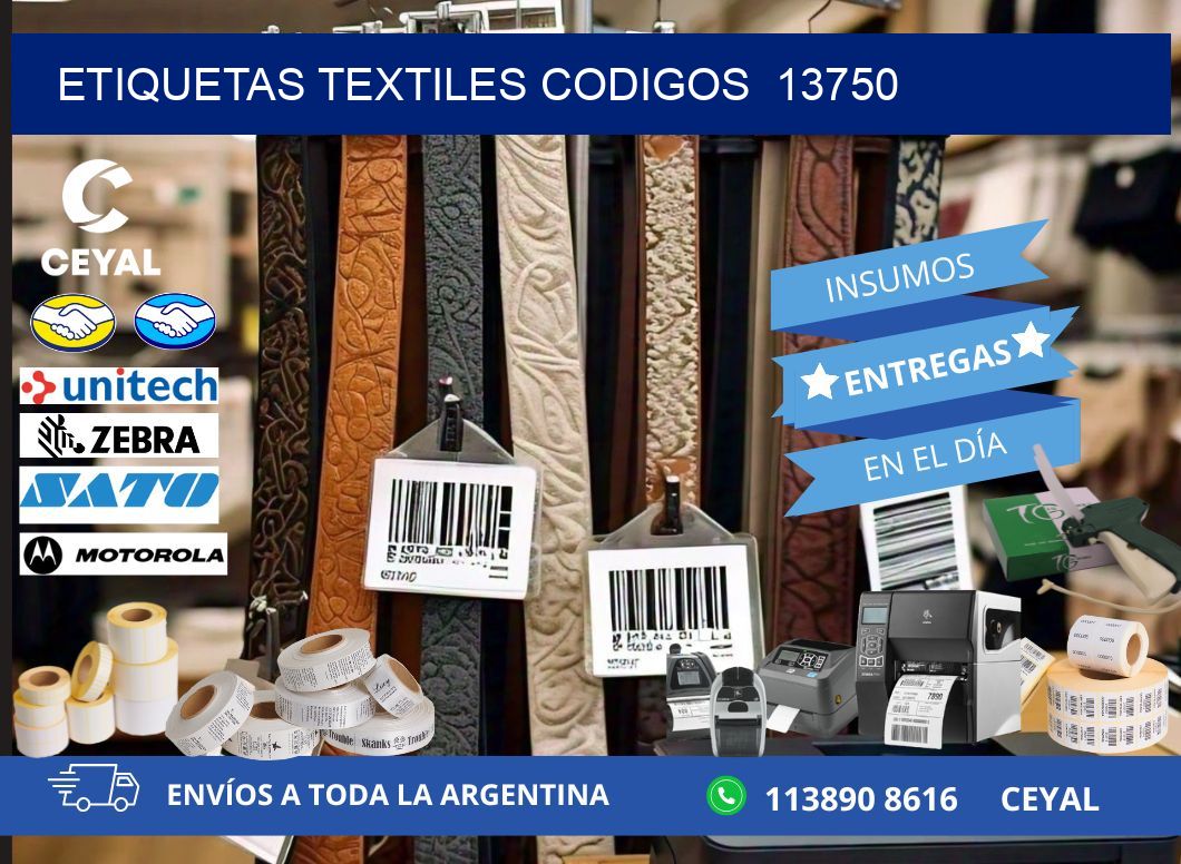 ETIQUETAS TEXTILES CODIGOS  13750