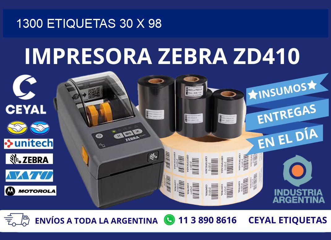 1300 ETIQUETAS 30 x 98