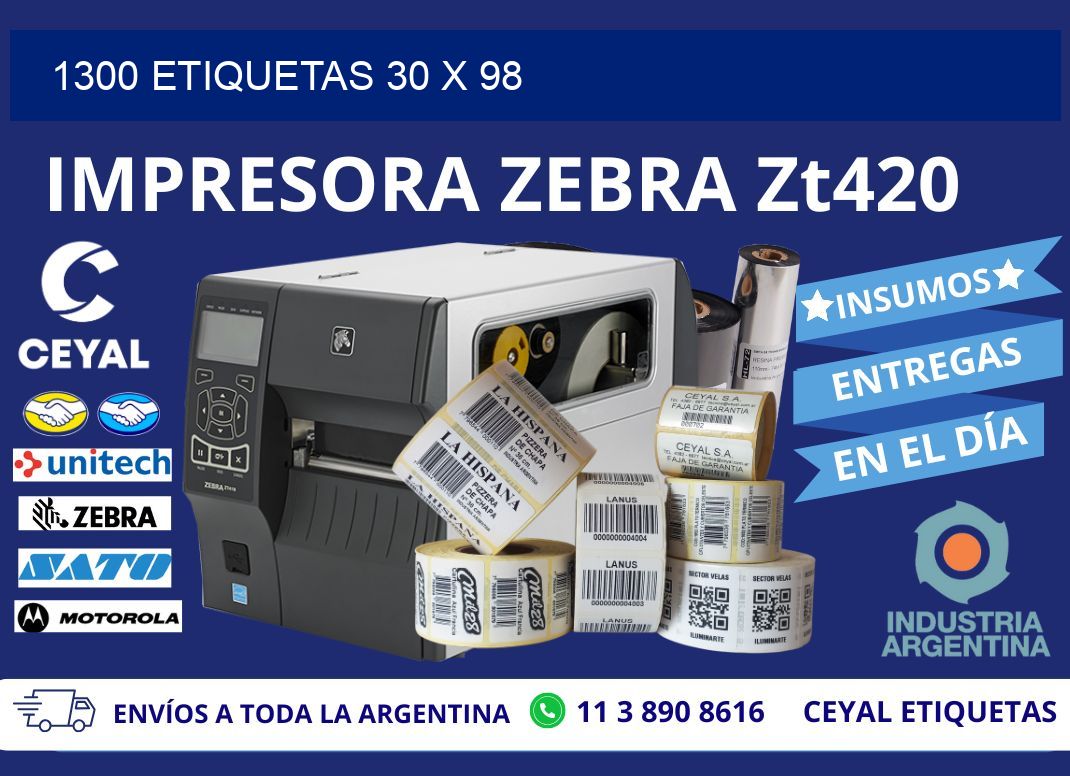 1300 ETIQUETAS 30 x 98