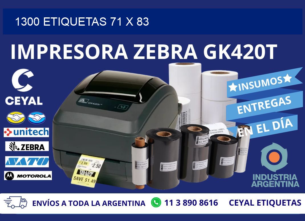 1300 ETIQUETAS 71 x 83