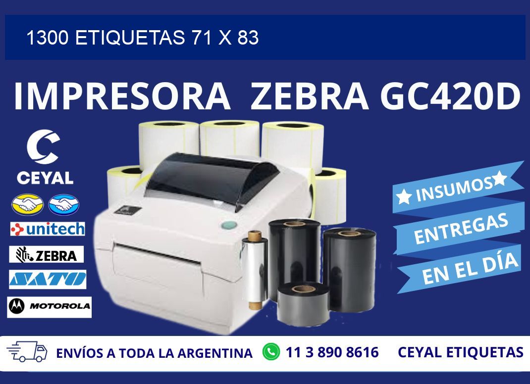1300 ETIQUETAS 71 x 83