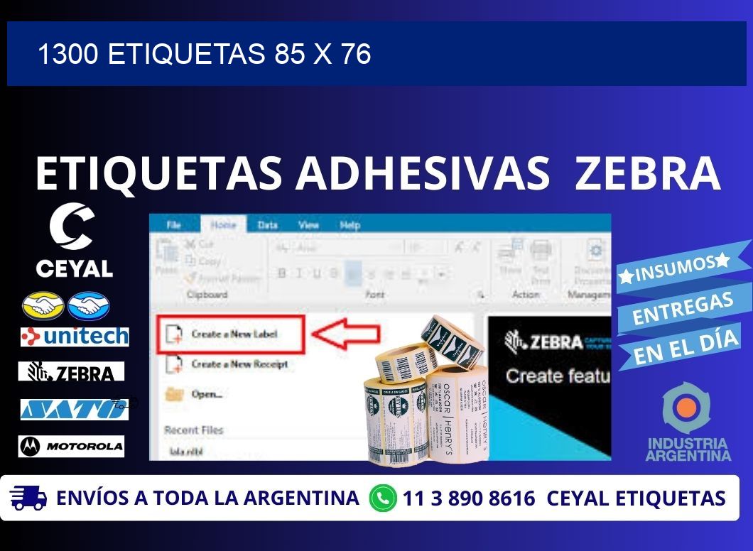 1300 ETIQUETAS 85 x 76