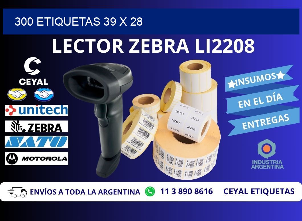300 ETIQUETAS 39 x 28