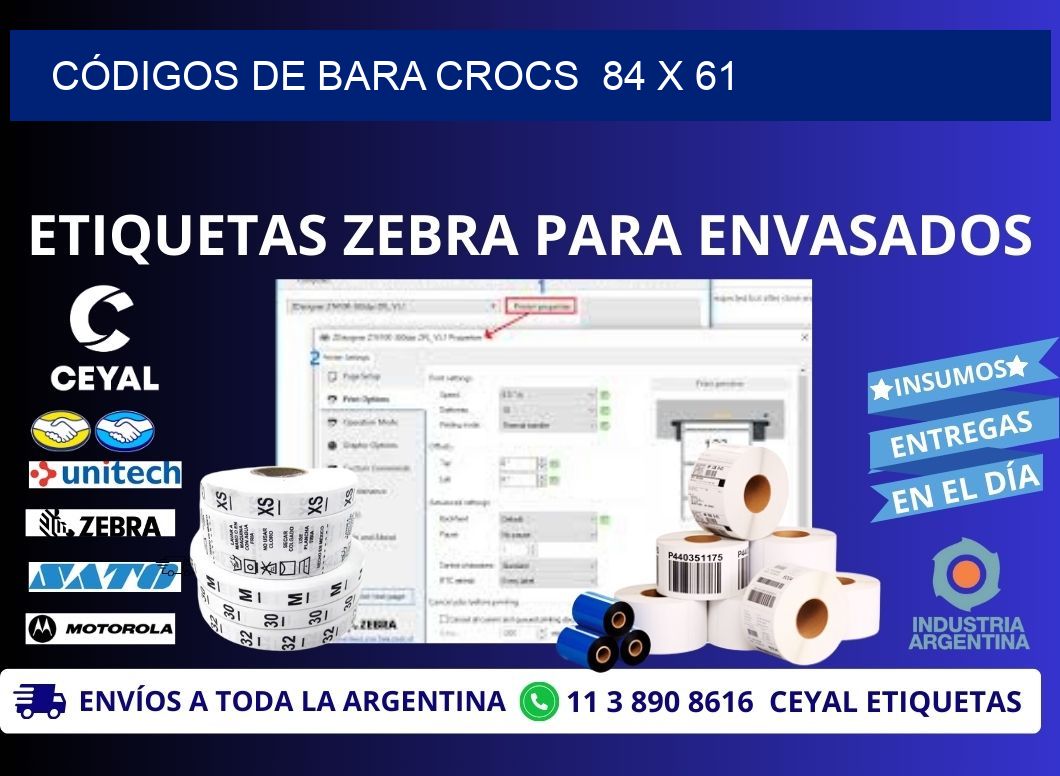 CÓDIGOS DE BARA CROCS  84 x 61