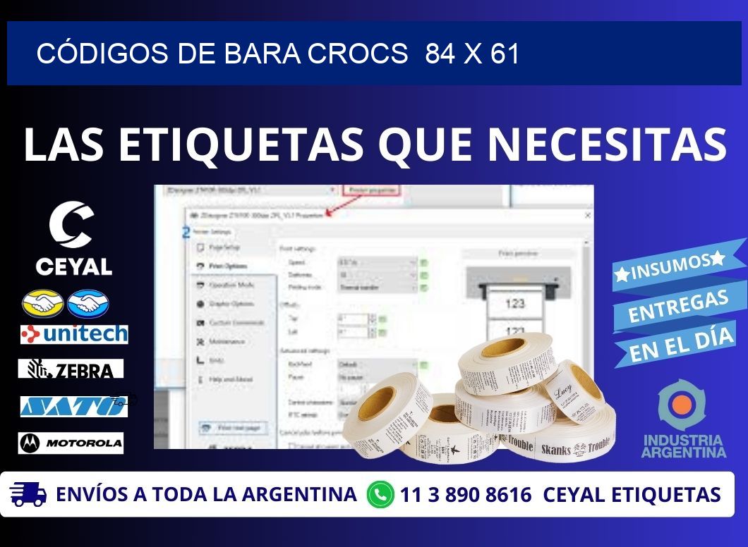 CÓDIGOS DE BARA CROCS  84 x 61