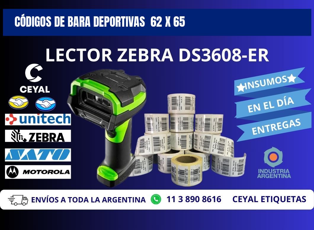CÓDIGOS DE BARA DEPORTIVAS  62 x 65