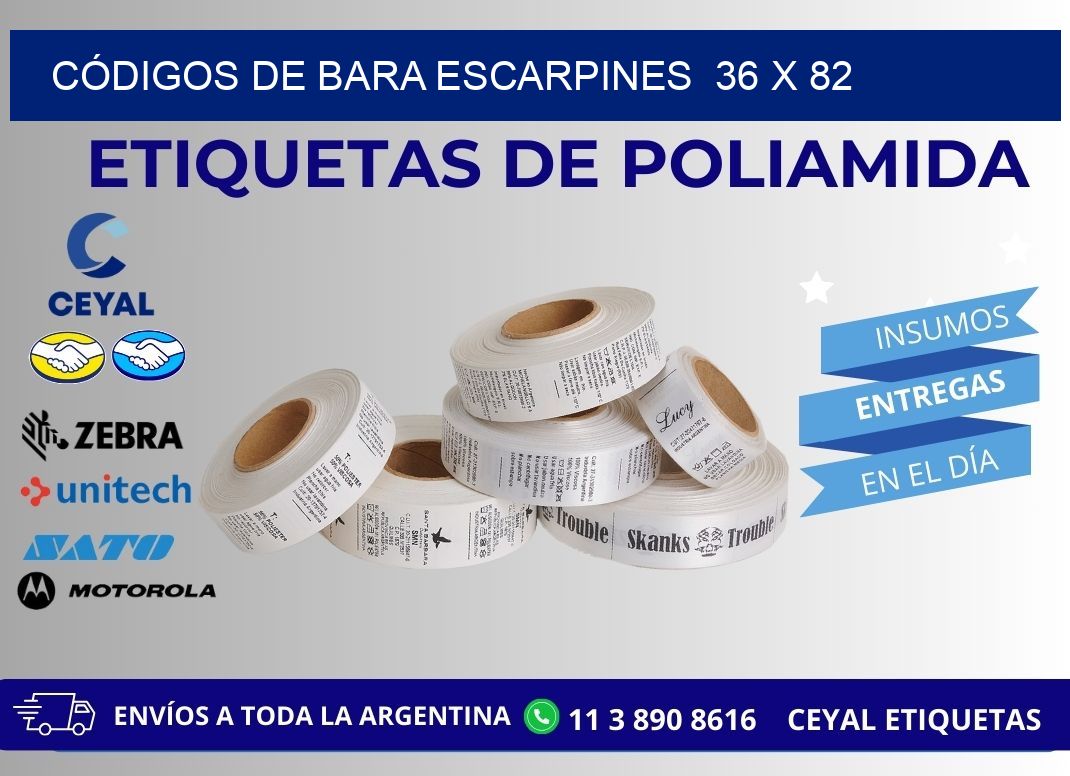 CÓDIGOS DE BARA ESCARPINES  36 x 82