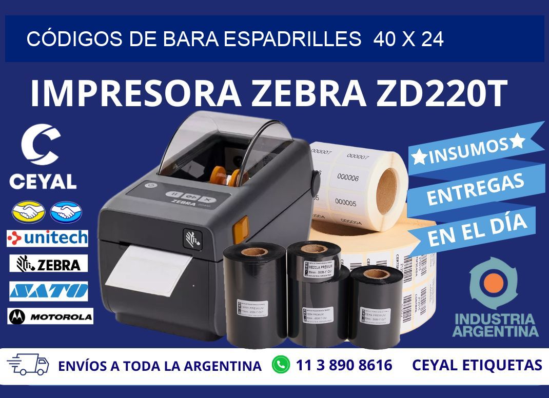 CÓDIGOS DE BARA ESPADRILLES  40 x 24