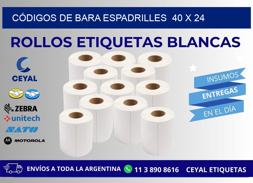 CÓDIGOS DE BARA ESPADRILLES  40 x 24