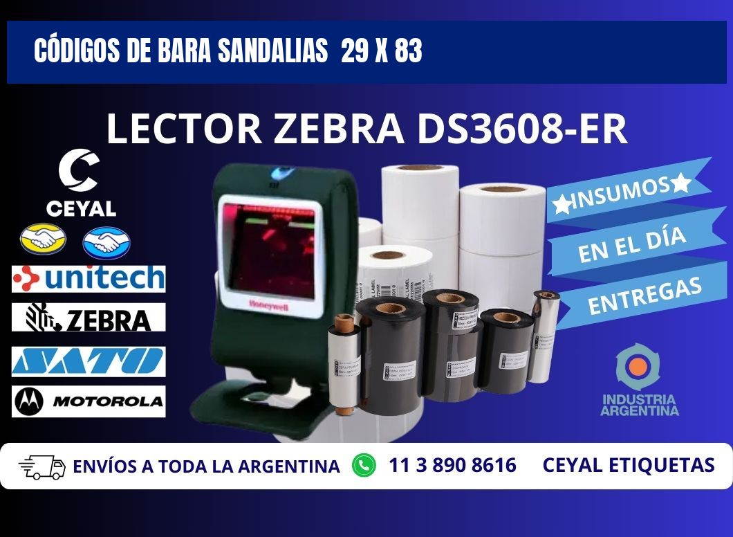 CÓDIGOS DE BARA SANDALIAS  29 x 83