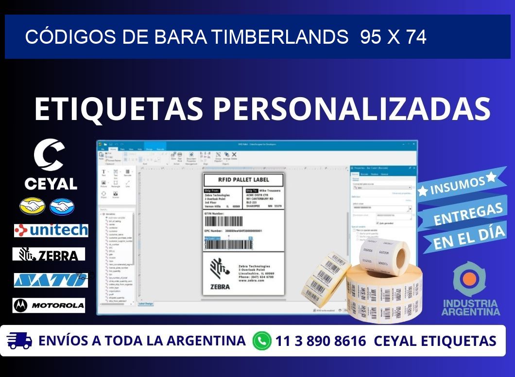 CÓDIGOS DE BARA TIMBERLANDS  95 x 74