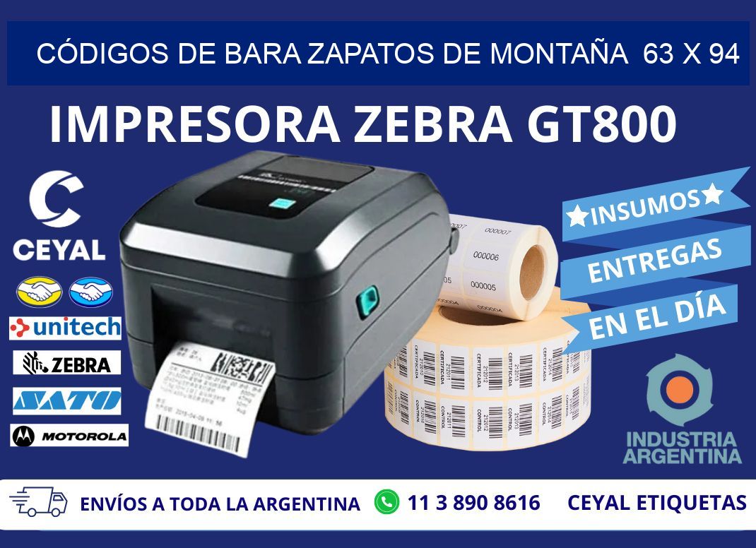 CÓDIGOS DE BARA ZAPATOS DE MONTAÑA  63 x 94