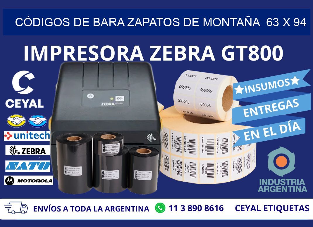 CÓDIGOS DE BARA ZAPATOS DE MONTAÑA  63 x 94