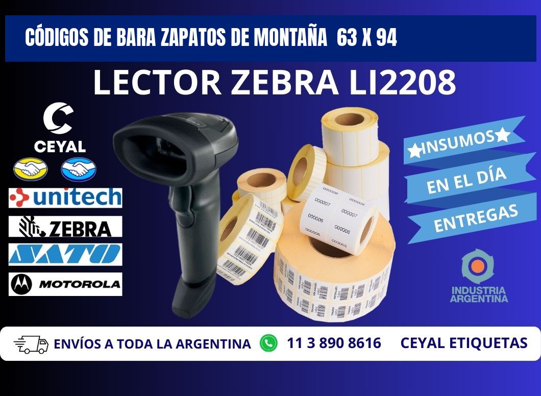 CÓDIGOS DE BARA ZAPATOS DE MONTAÑA  63 x 94