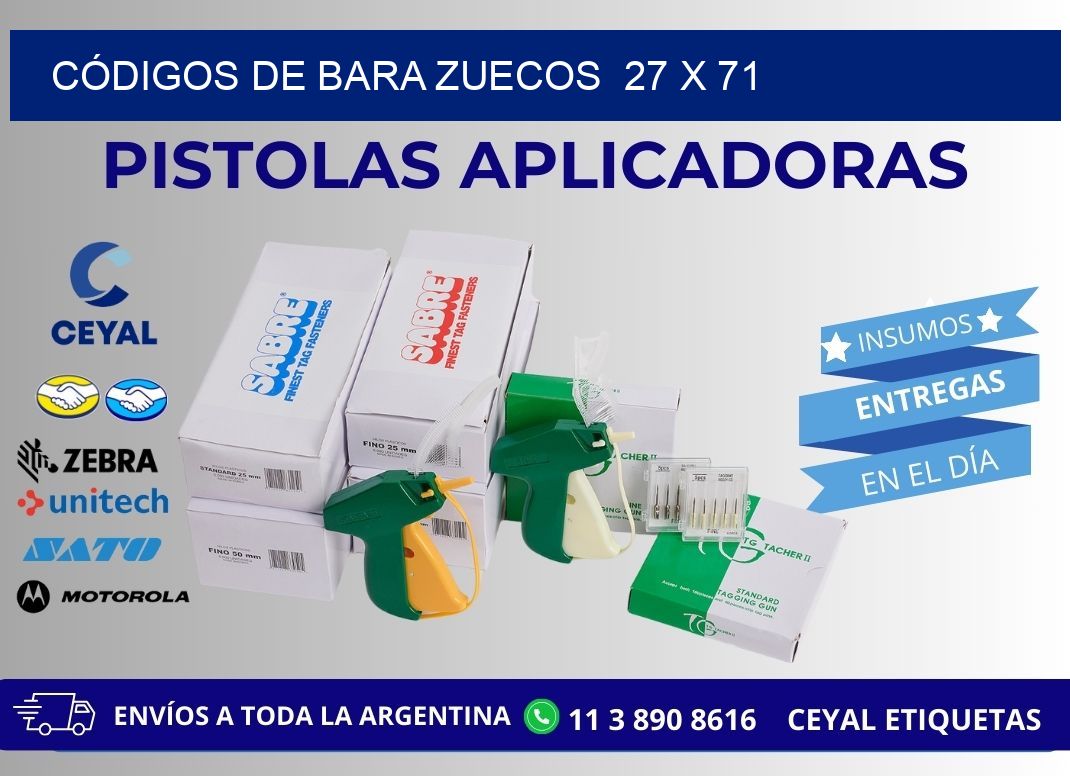 CÓDIGOS DE BARA ZUECOS  27 x 71