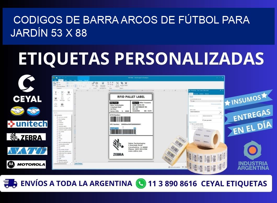CODIGOS DE BARRA ARCOS DE FÚTBOL PARA JARDÍN 53 x 88