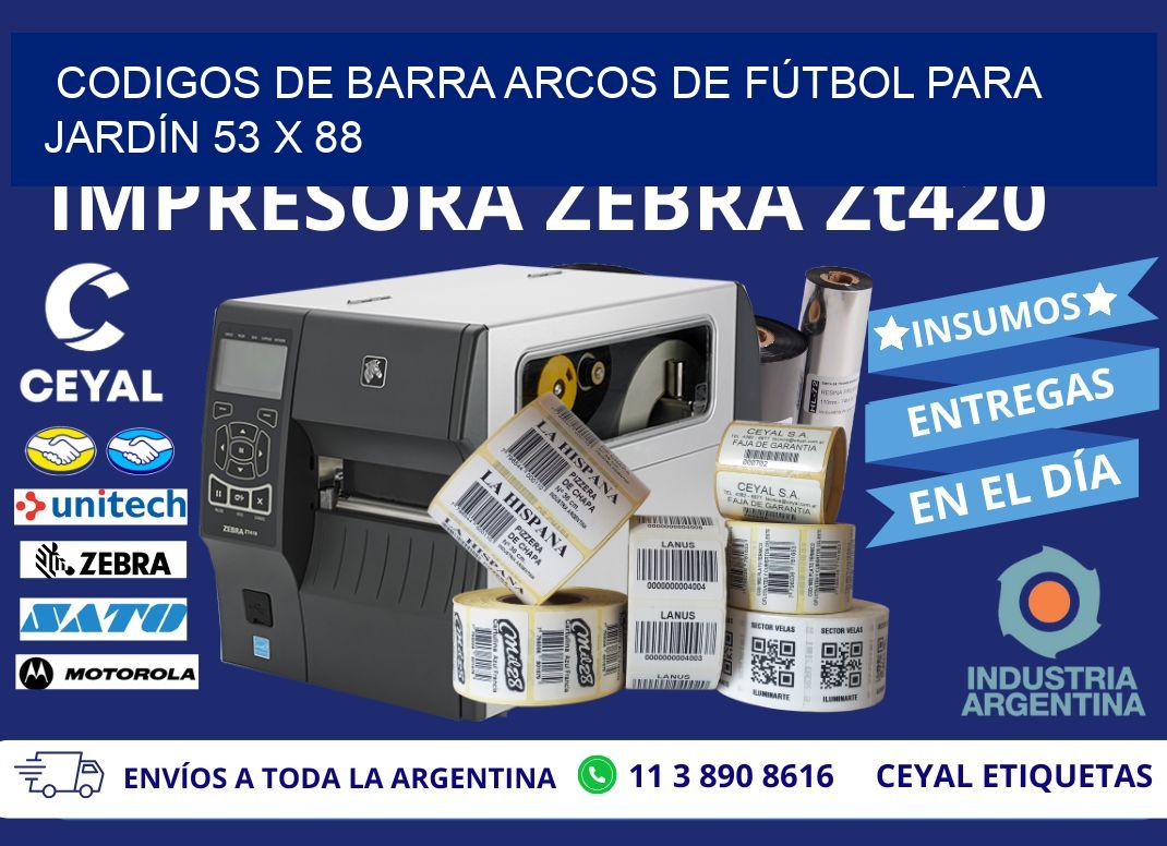 CODIGOS DE BARRA ARCOS DE FÚTBOL PARA JARDÍN 53 x 88