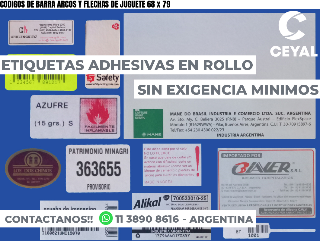 CODIGOS DE BARRA ARCOS Y FLECHAS DE JUGUETE 68 x 79