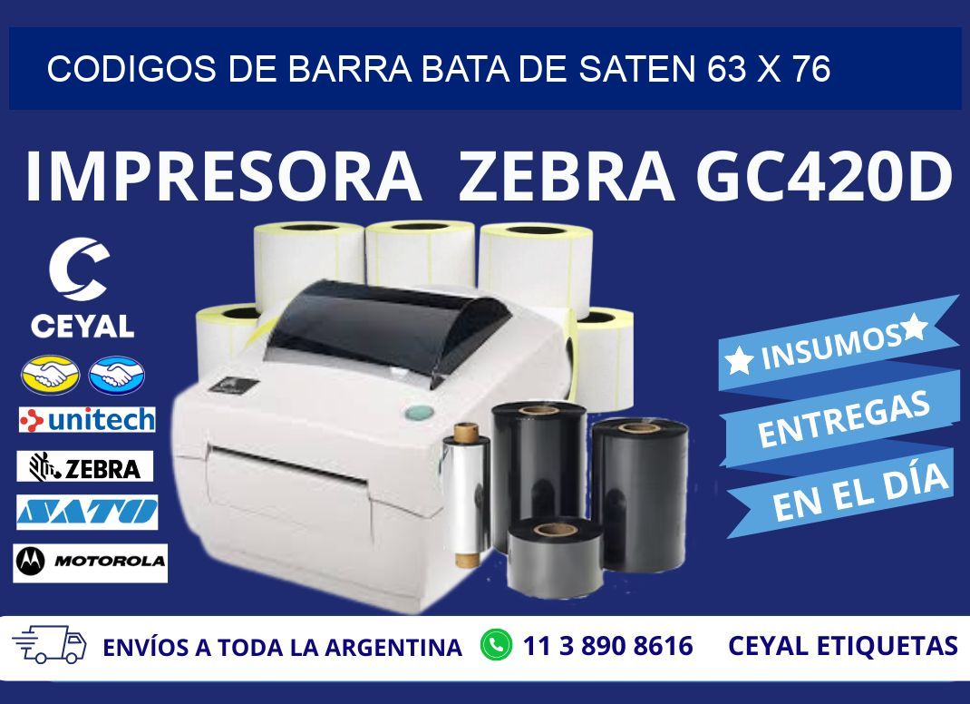 CODIGOS DE BARRA BATA DE SATEN 63 x 76