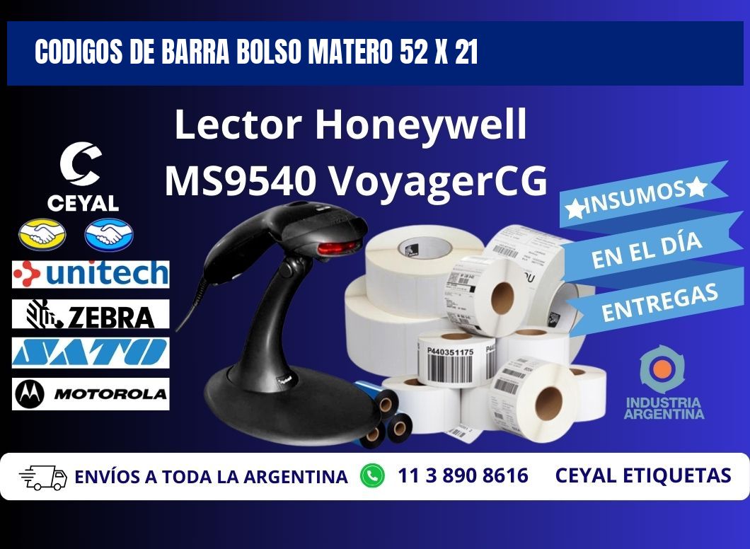 CODIGOS DE BARRA BOLSO MATERO 52 x 21