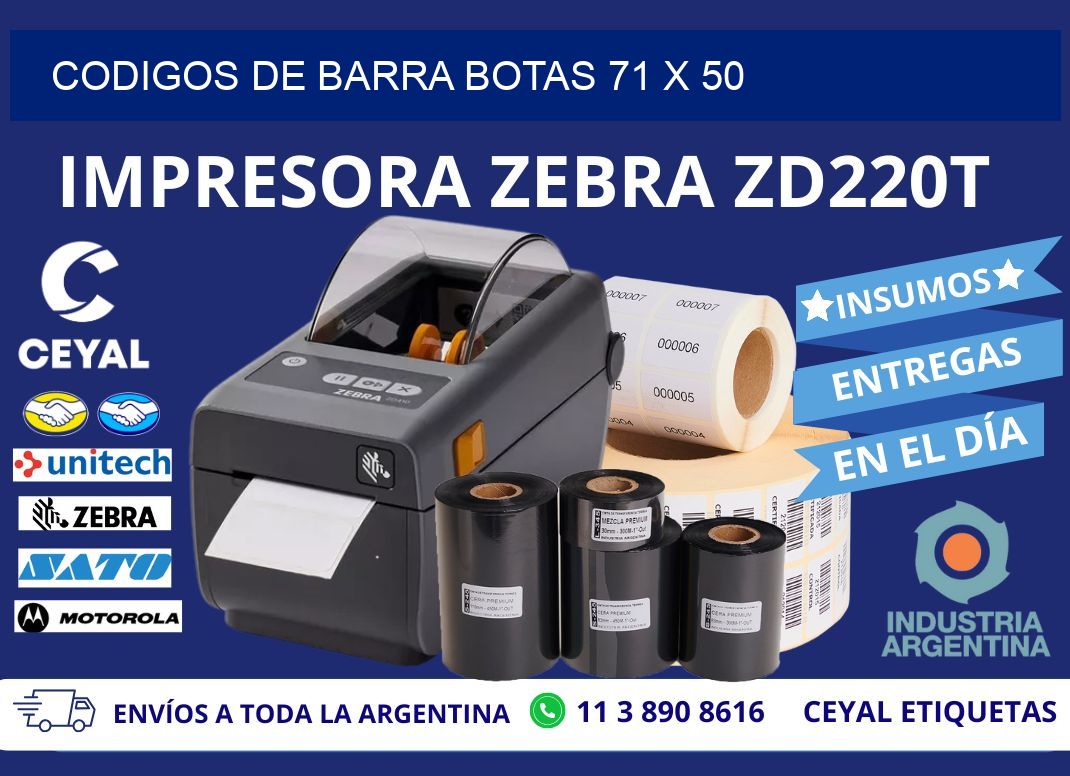 CODIGOS DE BARRA BOTAS 71 x 50