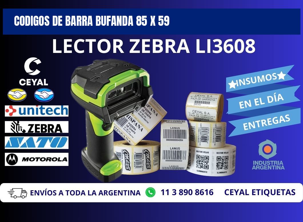CODIGOS DE BARRA BUFANDA 85 x 59