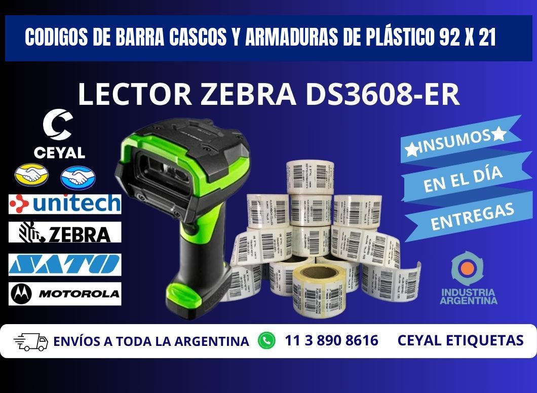 CODIGOS DE BARRA CASCOS Y ARMADURAS DE PLÁSTICO 92 x 21