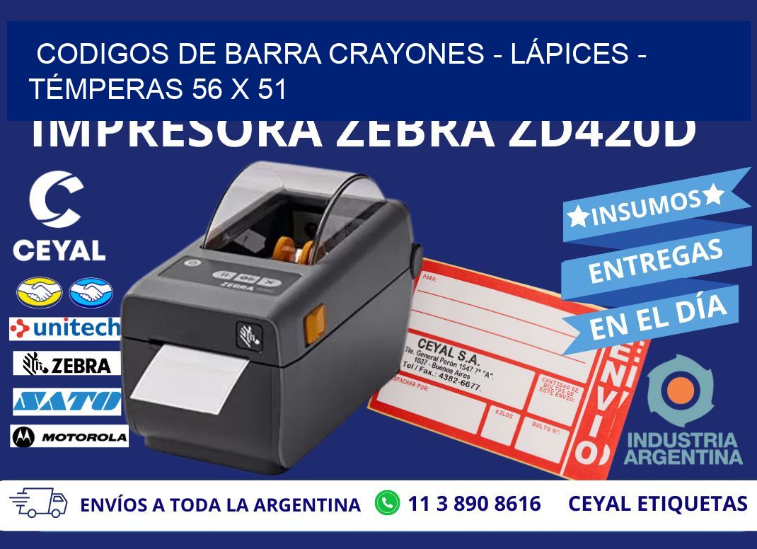 CODIGOS DE BARRA CRAYONES - LÁPICES - TÉMPERAS 56 x 51