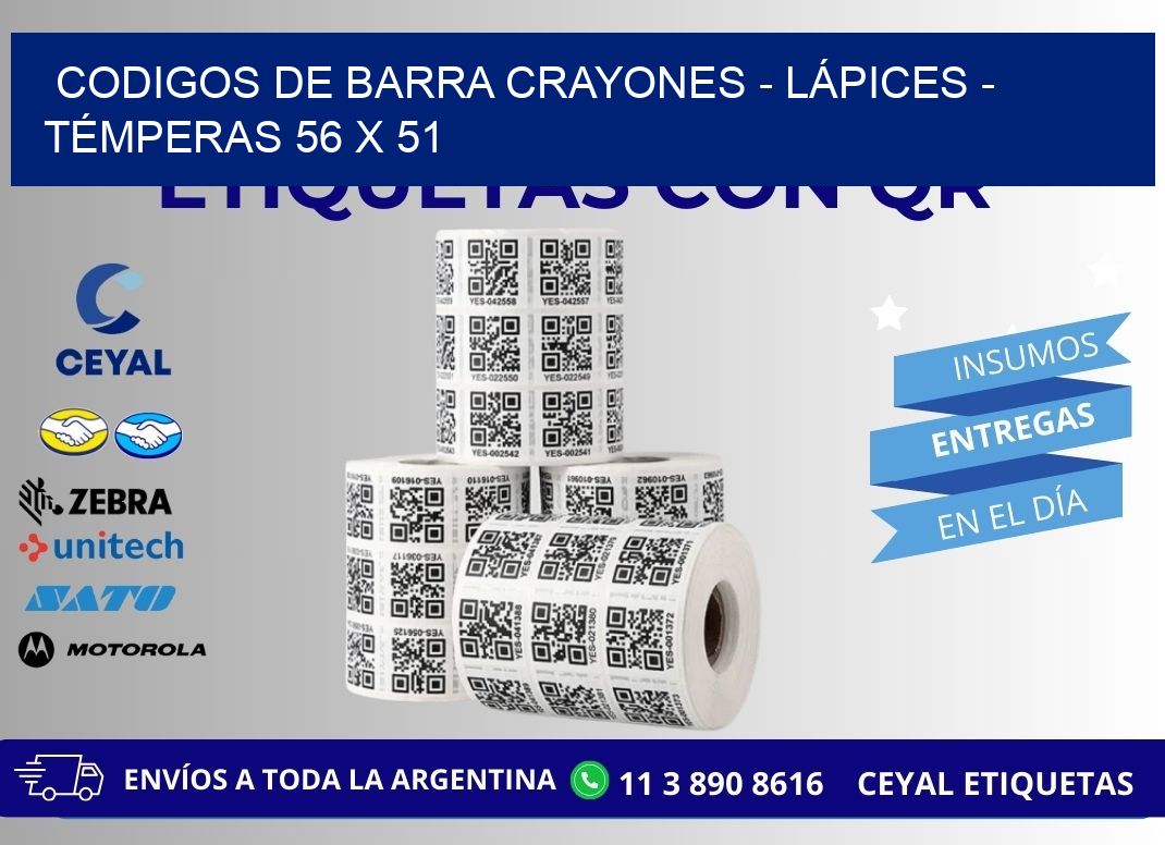 CODIGOS DE BARRA CRAYONES - LÁPICES - TÉMPERAS 56 x 51