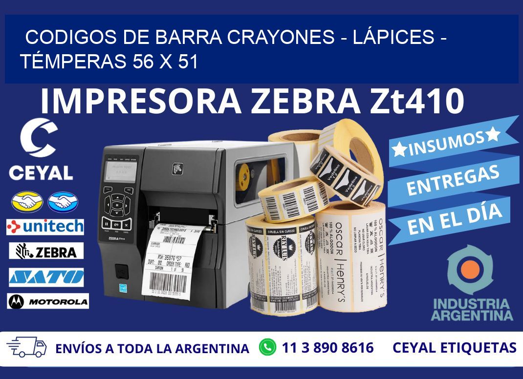 CODIGOS DE BARRA CRAYONES – LÁPICES – TÉMPERAS 56 x 51