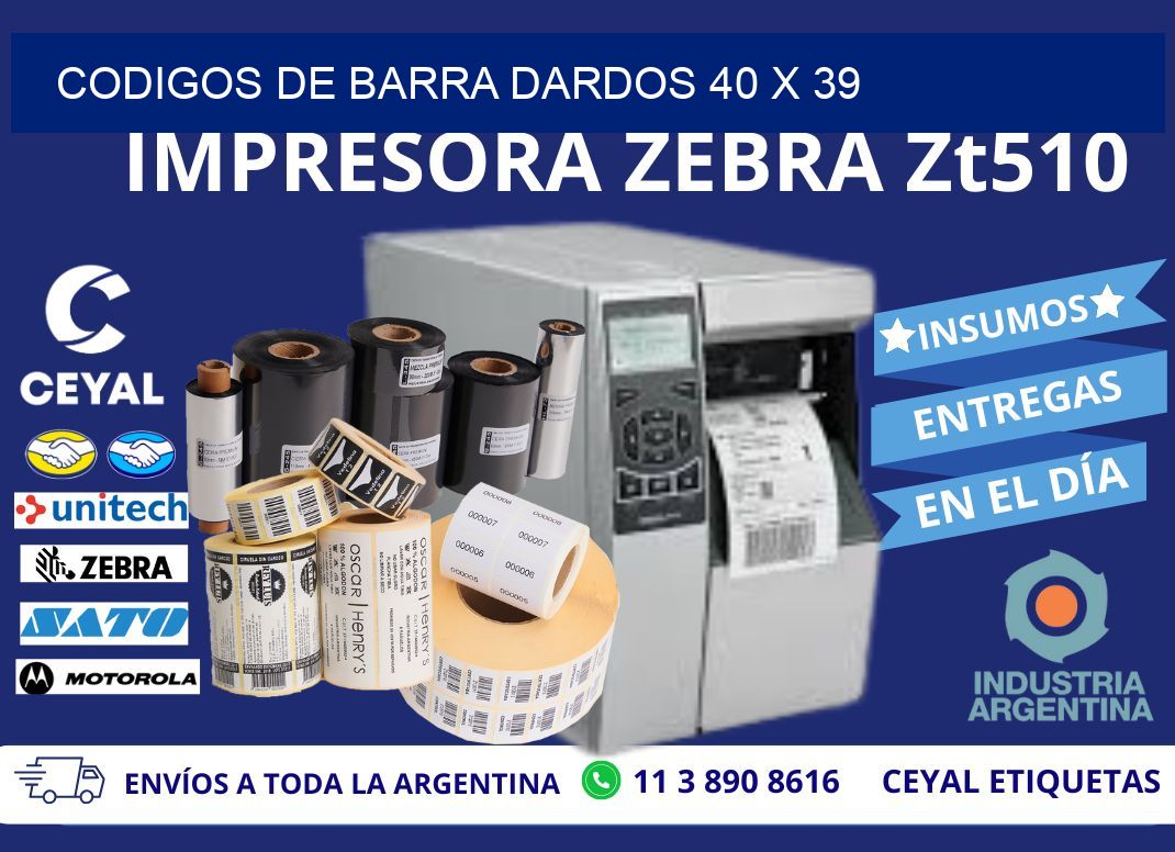CODIGOS DE BARRA DARDOS 40 x 39
