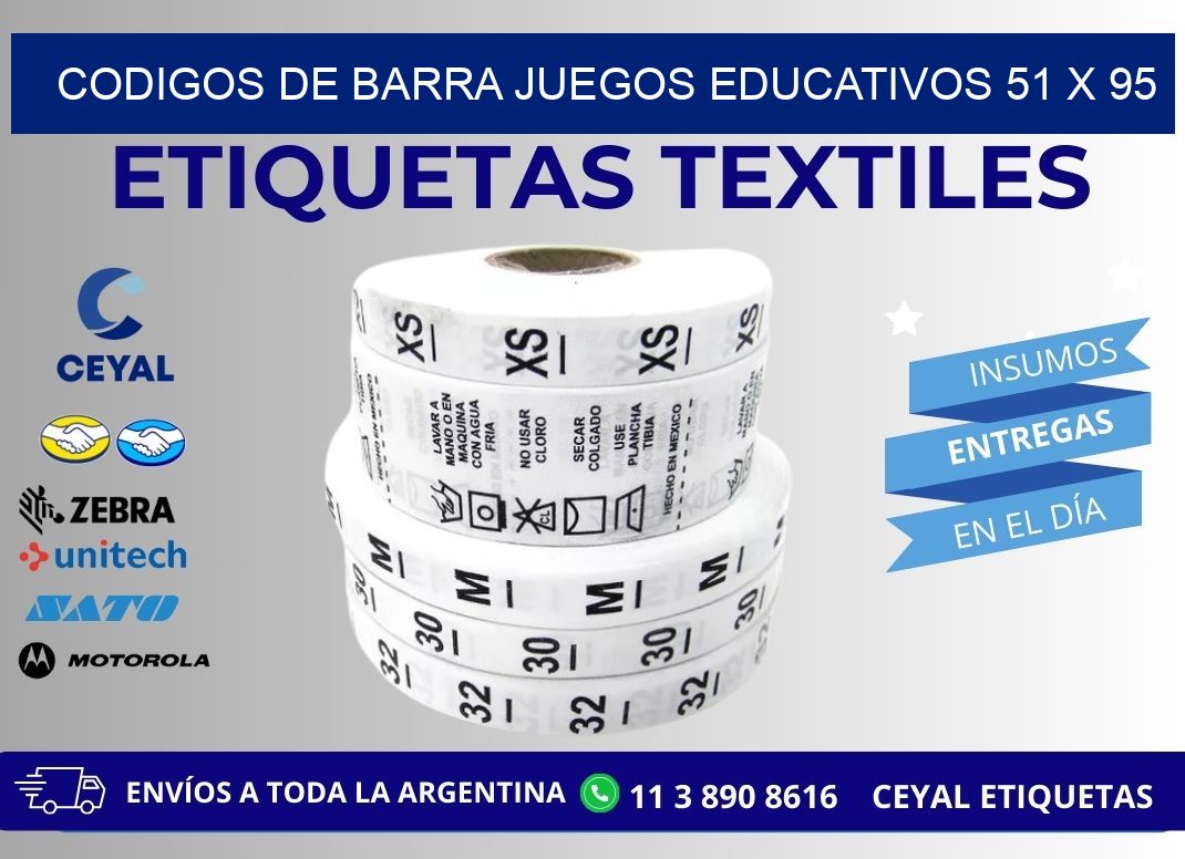 CODIGOS DE BARRA JUEGOS EDUCATIVOS 51 x 95