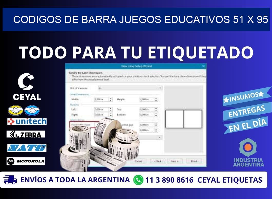 CODIGOS DE BARRA JUEGOS EDUCATIVOS 51 x 95