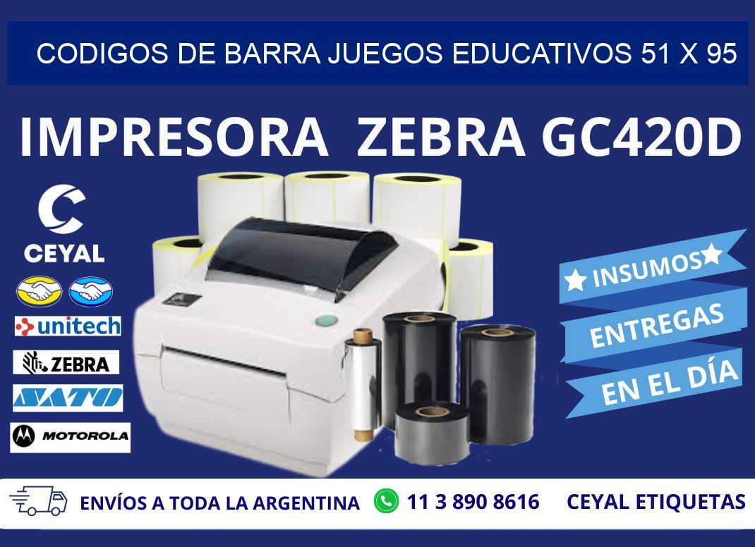 CODIGOS DE BARRA JUEGOS EDUCATIVOS 51 x 95